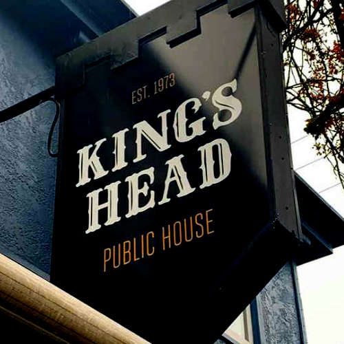 Iconic sign outside of Kings Head Pub & Music Venue